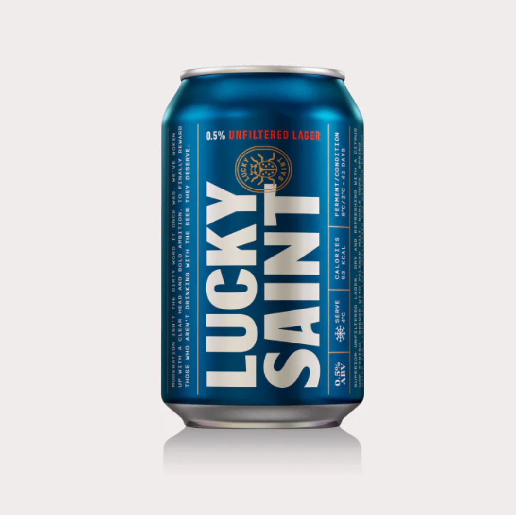Lucky Saint - Unfiltered Lager 330ml Cans (24 Pack)