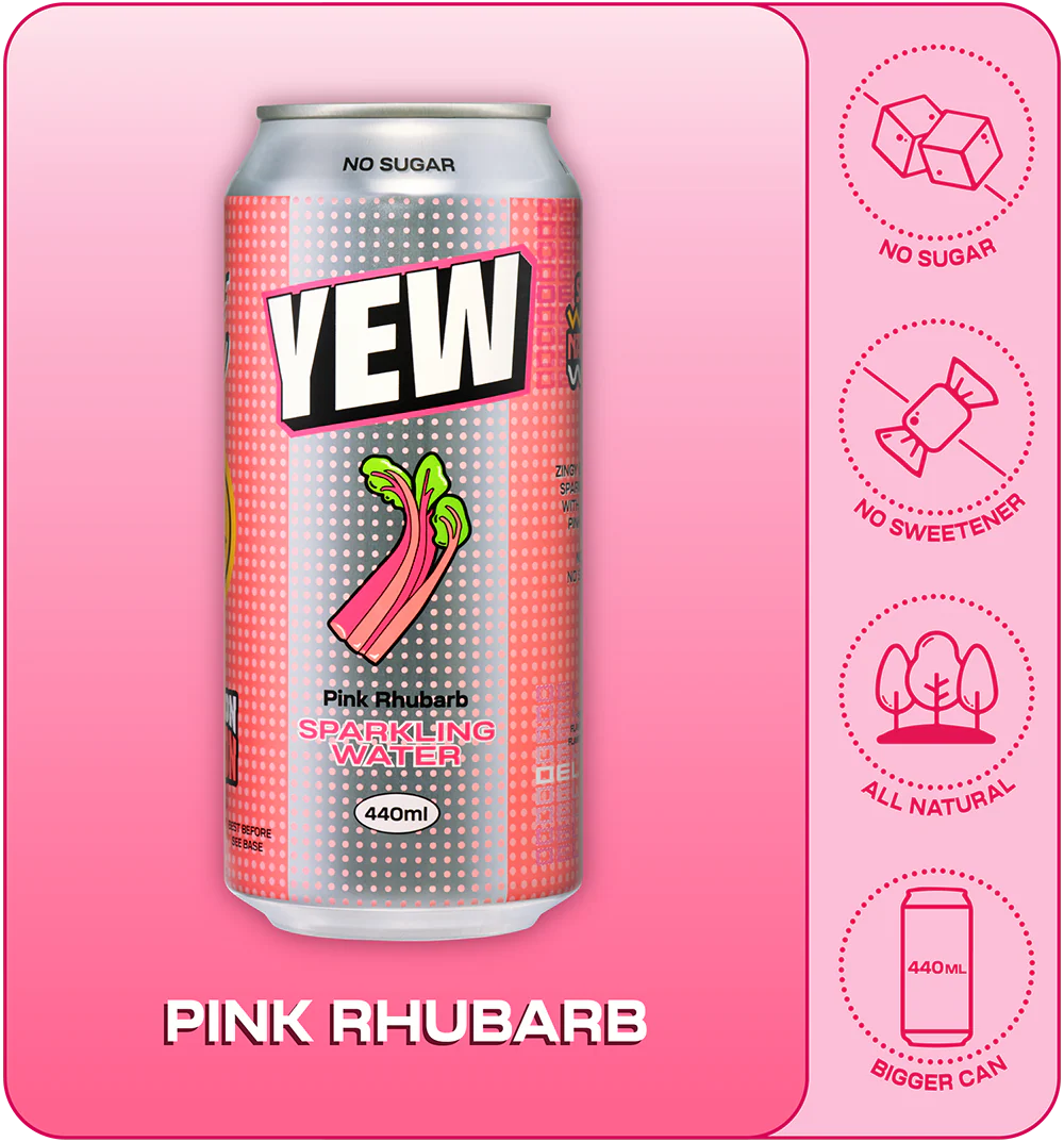 Pink Rhubarb Sparkling Water 440ml (12 Pack)